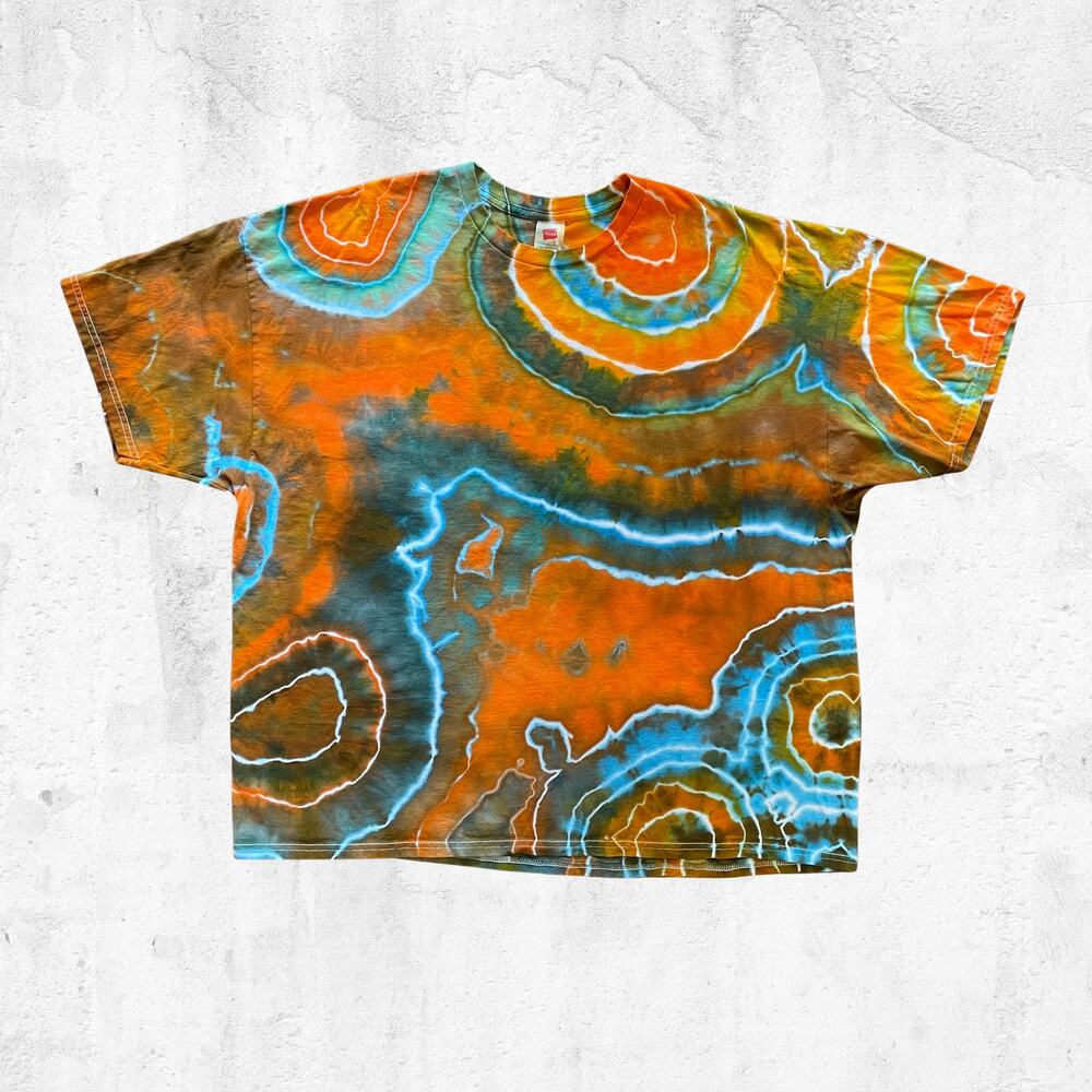 Tie Dye Unisex T-shirt -  Geode Ice Dye - Short-sleeve Tee - Orange Blue 3XLarge
